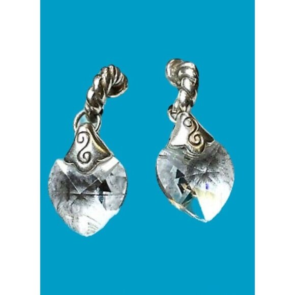 BRIGHTON Necklace Toggle Chain & 3 Dangling Crystal Hearts Matching earrings - Picture 10 of 10